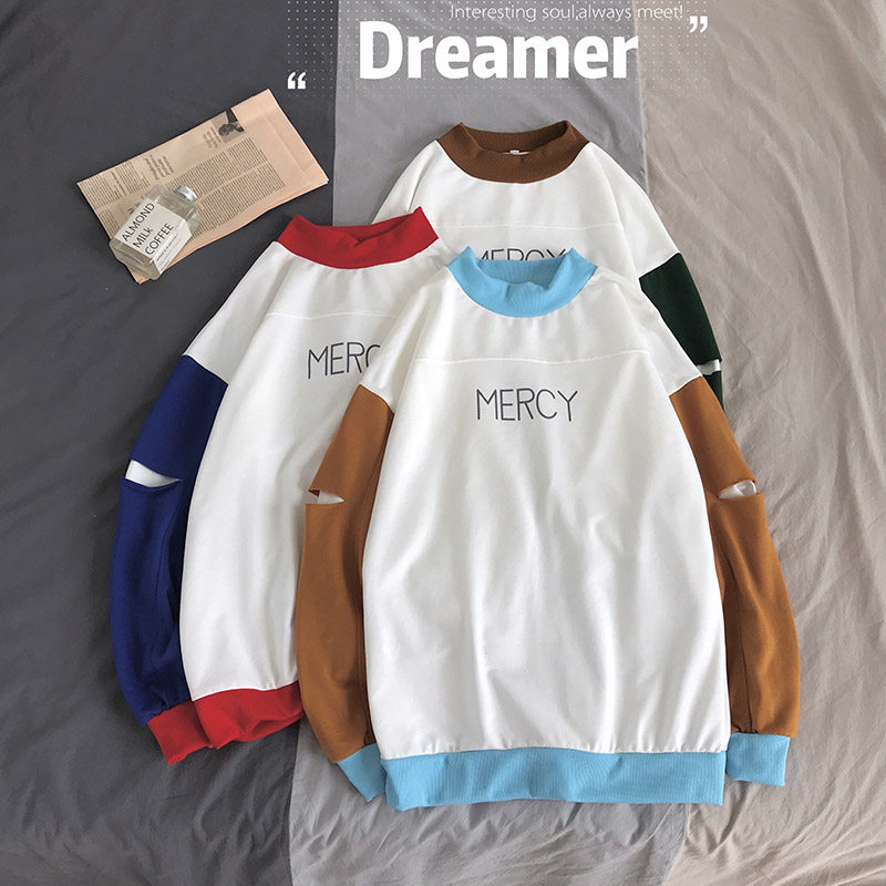 Hong Kong Style grey 52% cotton 48% polyester [quality inspection] spring sweater