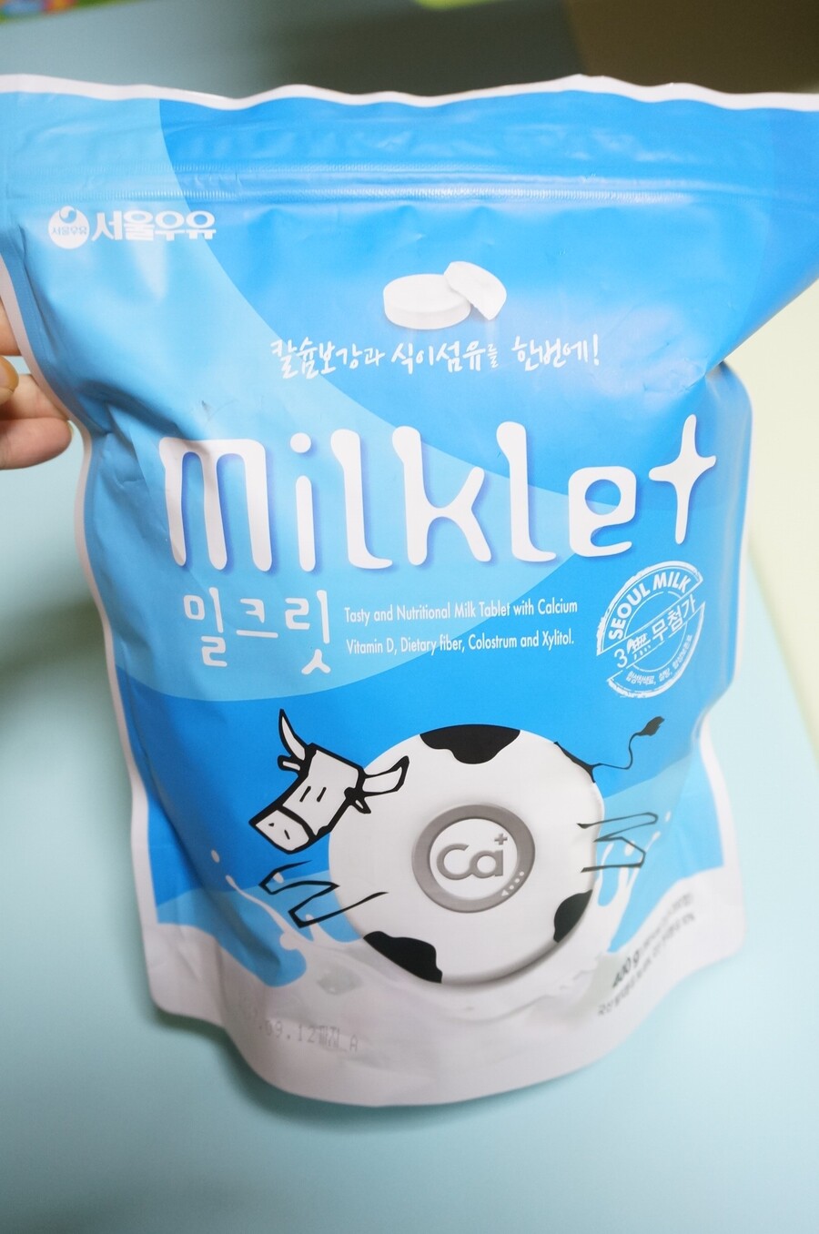 韩国正品milklet首尔牛奶钙片儿童纤维强化钙牛奶片原味2g*250粒