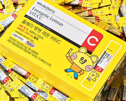 韩国直邮wholeberry维生素C柠檬粉末高含量100条夏日白泡水