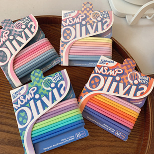 10根卡装 Olivia甜美糖果色品质发圈高弹力简约百搭少女皮筋发饰