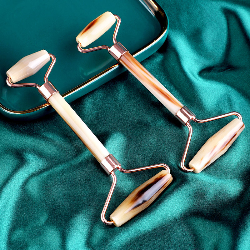 脸部按摩器滚轮天然牛角女手动V脸提拉紧致面部美容神滚珠器刮痧