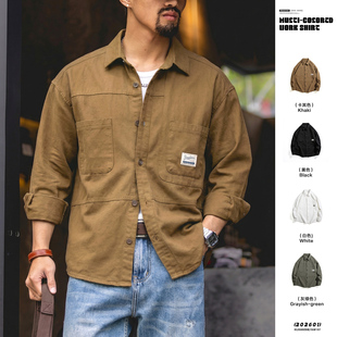 款 美式 男2026春季 衬衫 纯棉多色宽松百搭青年休闲衬衣外套 复古工装
