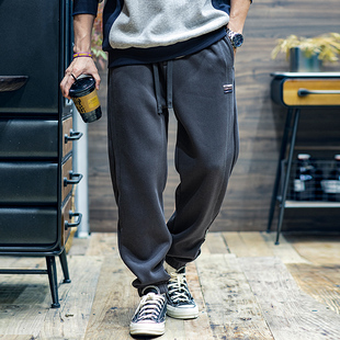 男宽松大码 裤 子男士 冬季 秋冬休闲长裤 360g束脚卫裤 运动裤 加绒美式