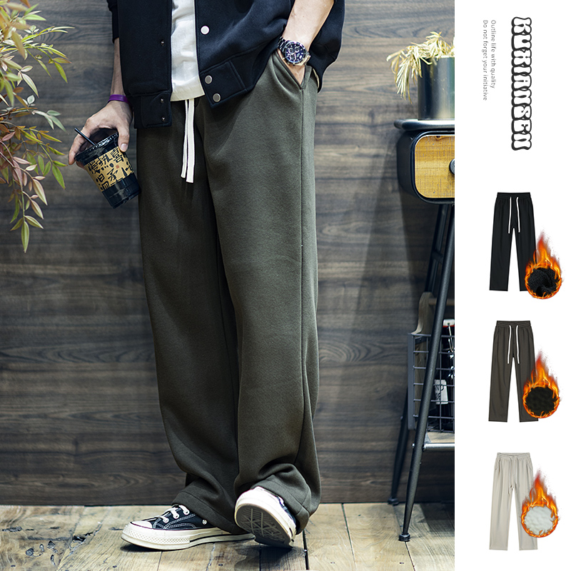 宽松休闲直筒卫裤冬季加绒