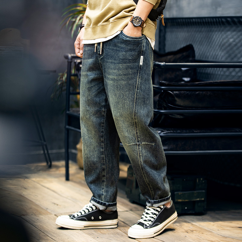 美式休闲弹力牛仔裤哈伦裤子秋季