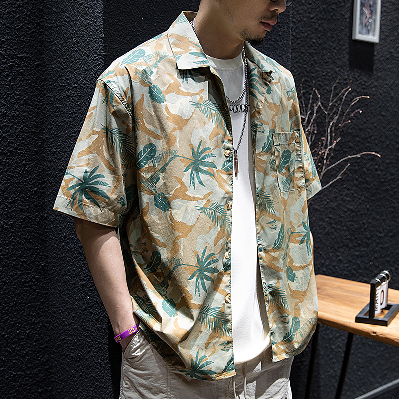 美式复古夏威夷衬衫短袖