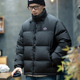 大码 面包服男士 加厚保暖羽绒外套 撞色短款 白鸭绒立领羽绒服男冬季