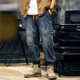 男秋季 子男士 美式 399g复古水洗牛仔裤 潮牌工装 裤 休闲宽松束脚长裤