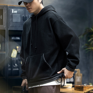 冬季加绒卫衣男连帽2025新款摇粒绒保暖拼接套头上衣男士运动外套