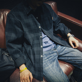 新款 男士 长袖 秋季 格子衬衫 外套男潮牌大码 潮流衬衣春秋休闲寸衫 潮