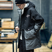 连帽派克服外套男款 90%白鸭绒中长款 男士 潮牌大码 潮 羽绒服男冬季