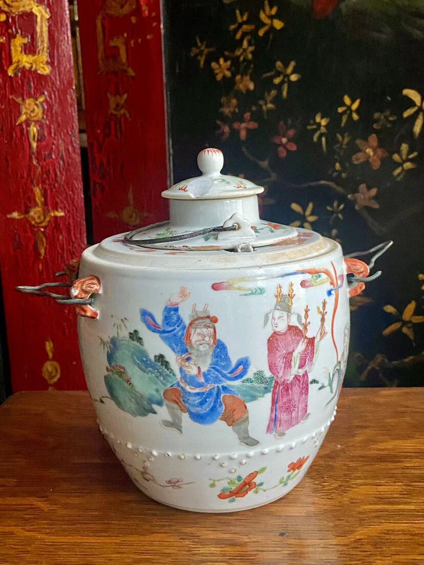 清代古董 咸丰粉彩 温酒壶 参汤壶 粉彩 瓷酒壶