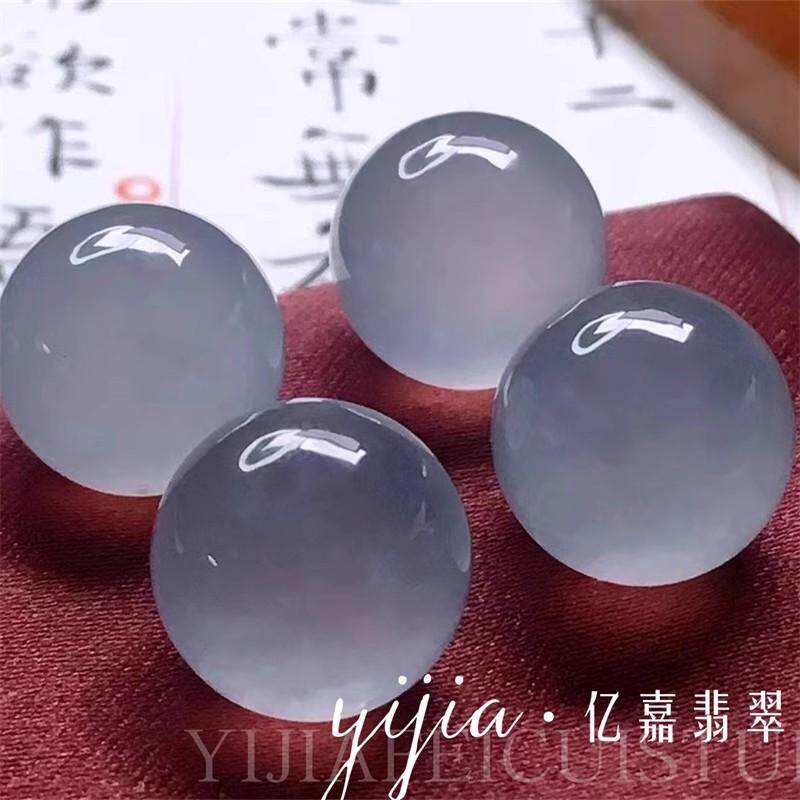 天然A货翡翠白冰种圆珠子缅甸老坑白冰晴水单颗散珠DIY玉石配珠子