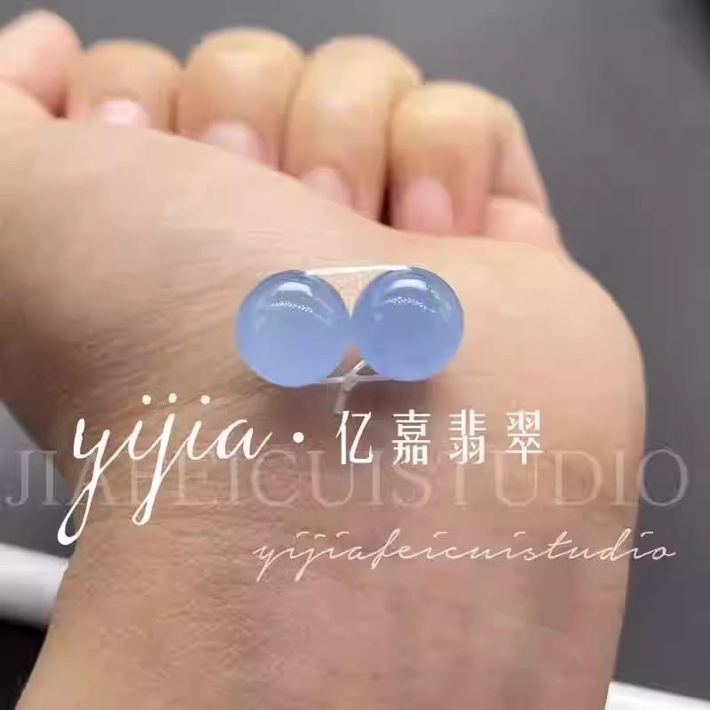 冰种天空蓝单颗散珠玉石配珠手串