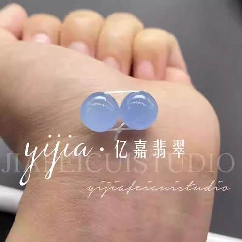 冰种天空蓝单颗散珠玉石配珠手串