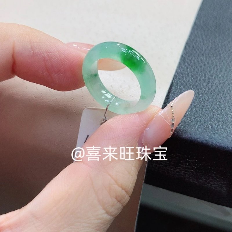 冰种飘绿冰绿帝王绿玉石戒指指环