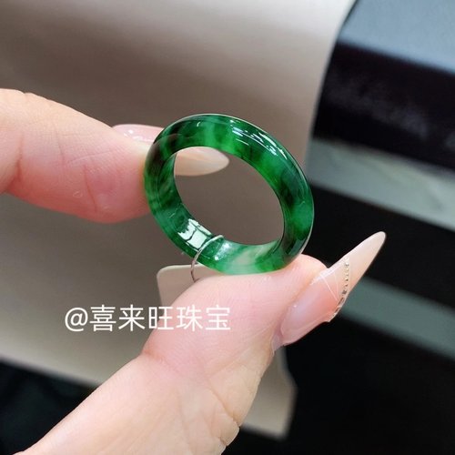 冰种飘绿辣绿满绿玉石戒指指环