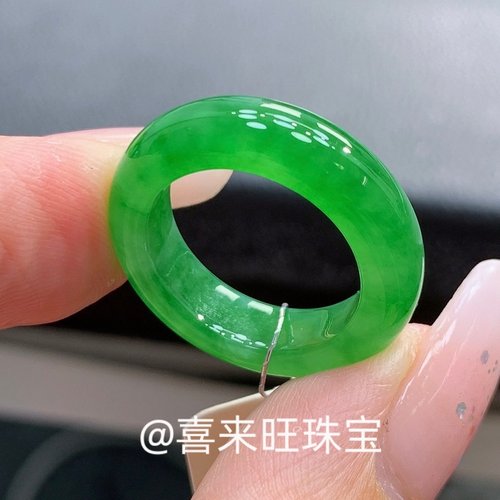 冰种帝王绿辣绿色玉石戒指指环