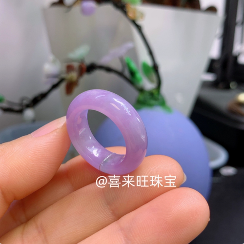 冰种紫罗兰淡紫茄紫玉石戒指指环