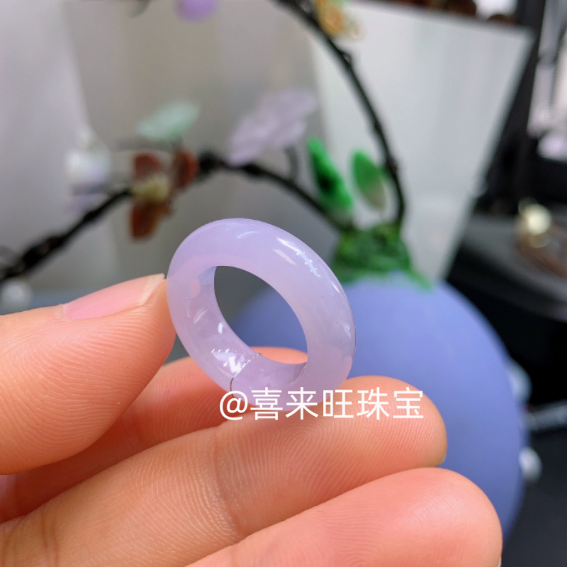 冰种紫罗兰淡紫浅紫玉石戒指指环