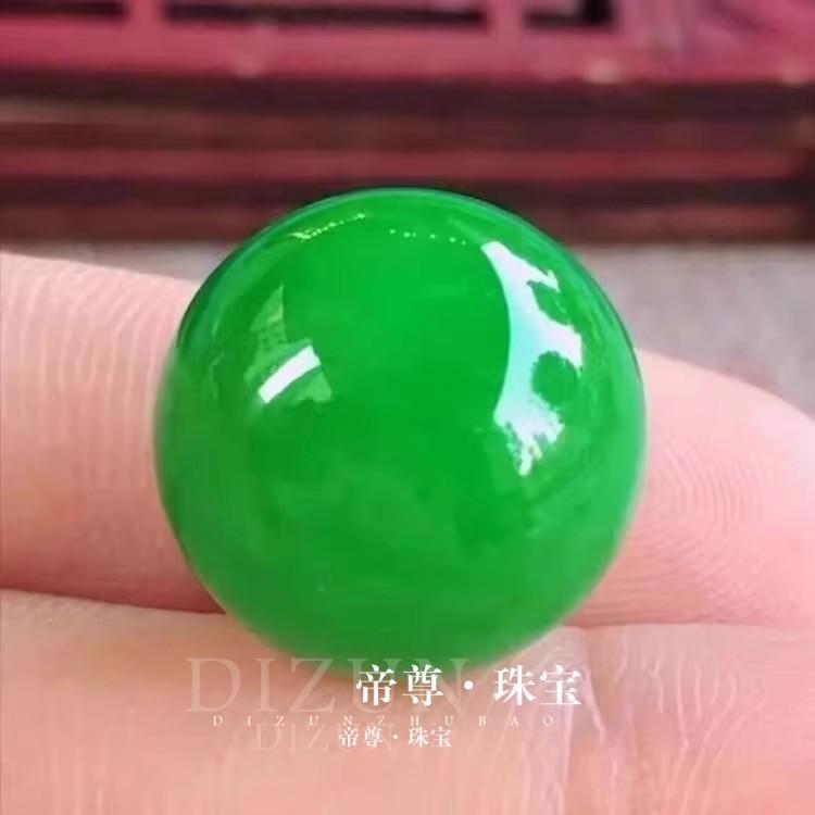 缅甸天然翡翠A货满阳绿单珠冰糯种豆绿圆珠子散珠配饰转运珠配珠