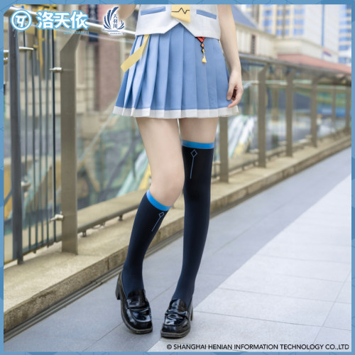 天羽川洛天依正版联名过膝袜长短袜女过膝袜天鹅绒丝袜JK制服