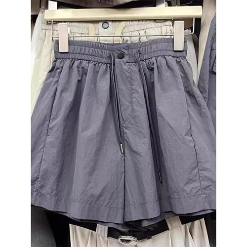 夏季速干高腰A字阔腿工短裤女