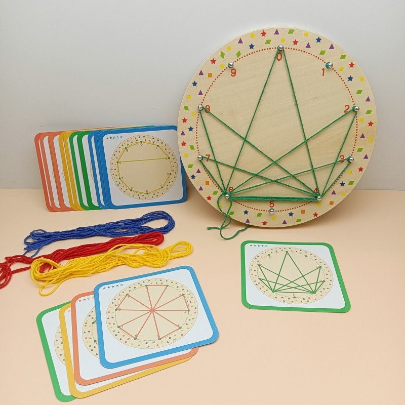 钉子绕线画几何钉板幼儿园自制玩教具中大班数学区益智区材料投放