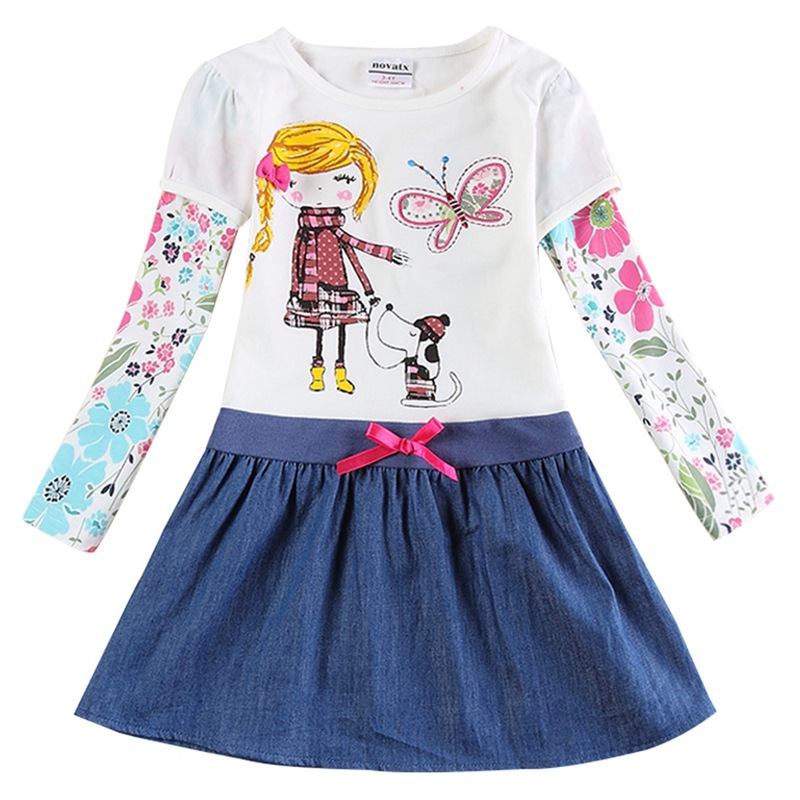 Girls Long Sleeve Dress Spring Autumn Embroidered Cotton Com 包装 礼品盒 原图主图