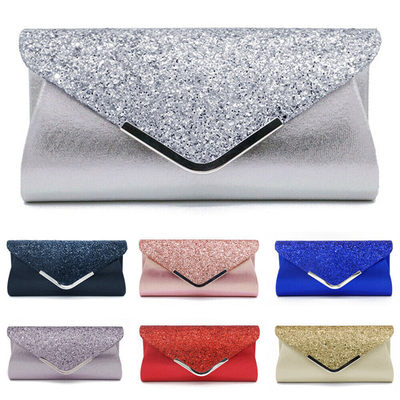 NoEnName 2019 Women's Glitter Shimmer Envelope Ladies Sequin