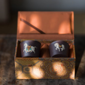 130ml 吉祥如意对杯｜砂龙堂 天青泥 精工茶杯