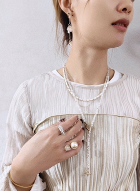 kari show手作小众高级秋冬款天然珍珠母贝温柔轻奢叠戴项链组合