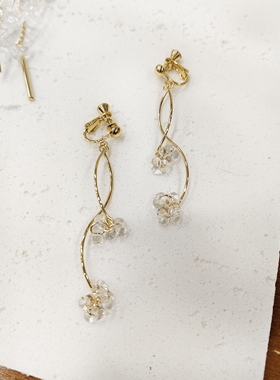 kari show日系手作ins风小众高级感水晶水滴花蔟五角星流行耳饰