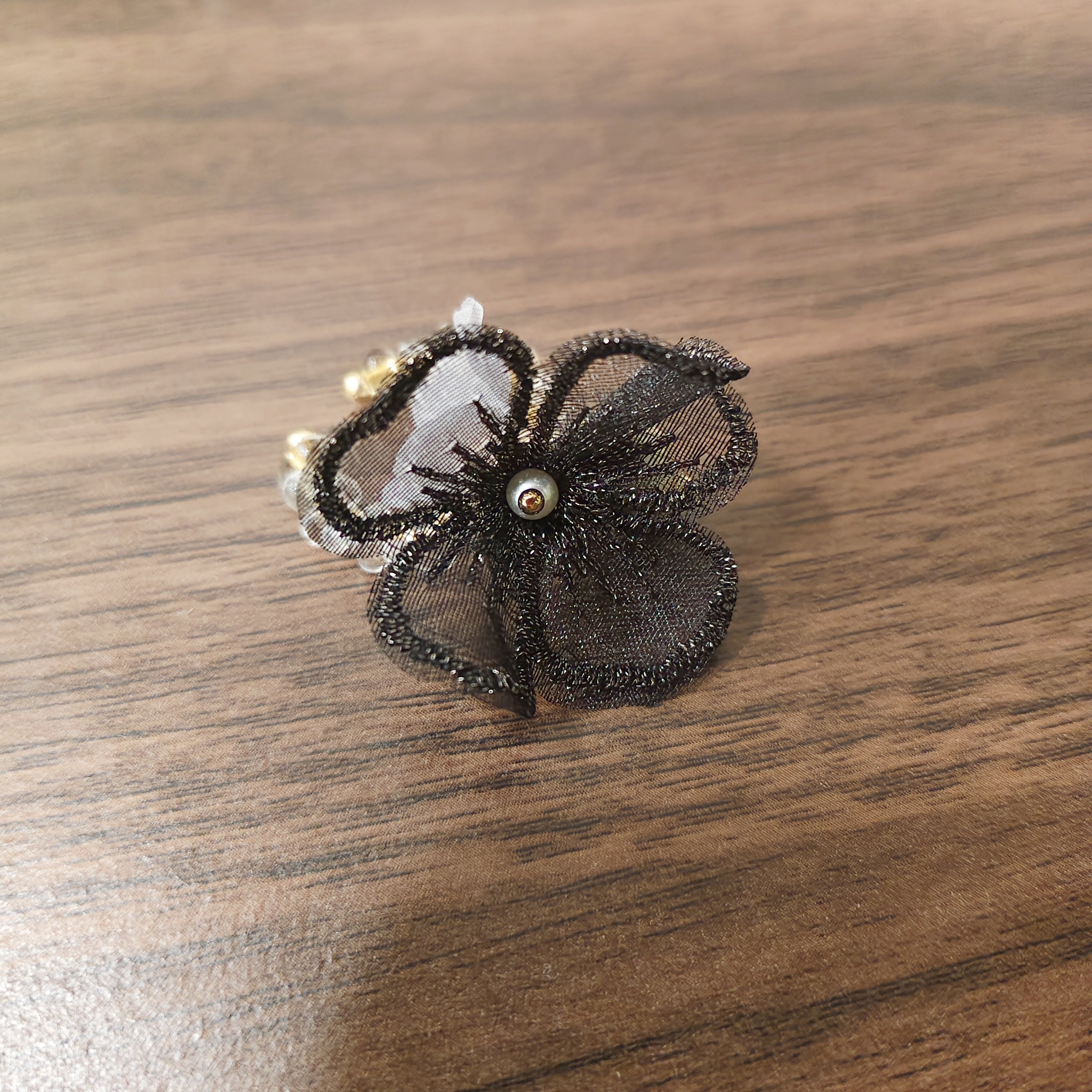 kari show手作客订多色入温柔刺绣蕾丝金线花朵棉花珠耳骨夹