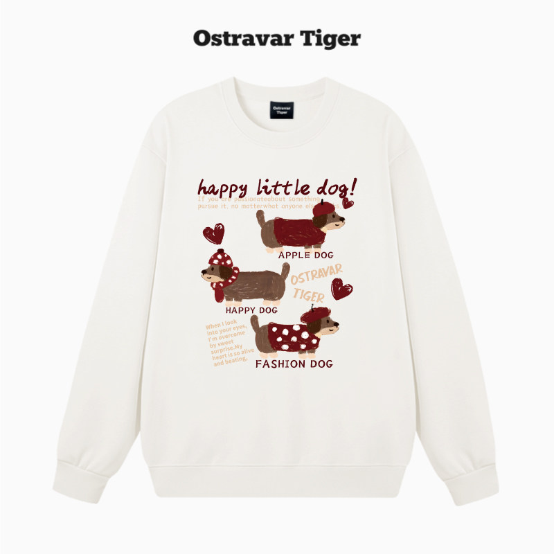 专柜新款 Ostravar Tiger美式2026春秋情侣圆领无帽男女卫衣外套
