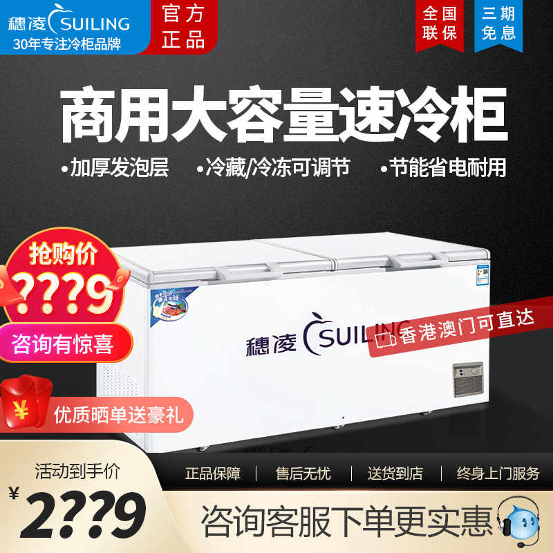 穗凌BD-580卧式冰柜商用大容量冷藏冷冻柜冰箱展示柜急冻雪柜惠凌