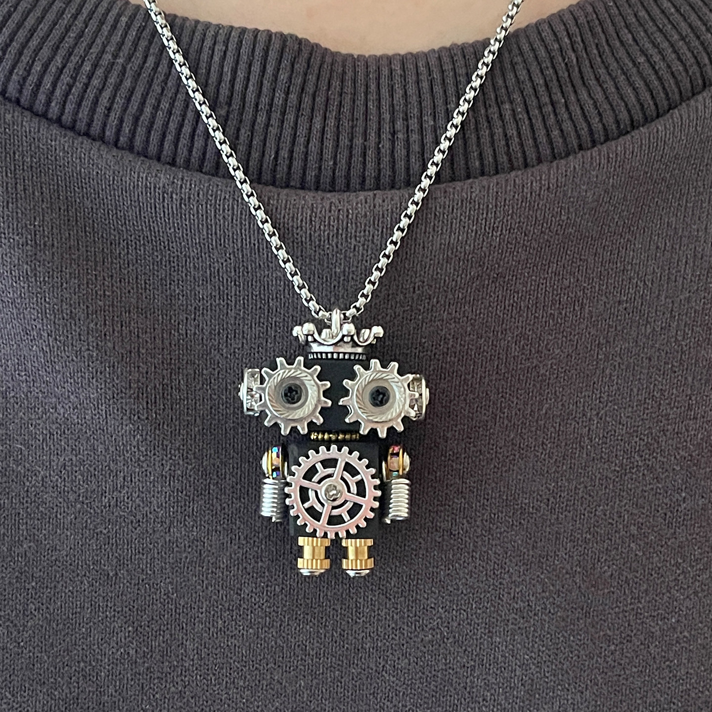 原创朋克机器人项链紫光檀吊坠木质手工复古制作DIY创意礼物挂件,饰品/流行首饰/时尚饰品新,项链,淘宝优惠券,粉丝福利购,淘宝优惠卷