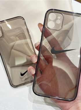 黑色透明简约适用oppo reno6+手机壳3/4nike软超薄5pro男女款ins勾勾防摔reno7潮牌TPU软ins保护套8/9直边