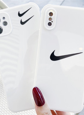 ins风16白色适用苹果11 pro手机壳17/8plus软12nike男女xs max气囊xr勾勾防摔x潮牌TPU软ins保护套15超薄直边