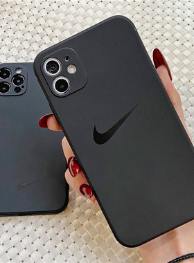 黑色适用于苹果14pro手机壳13nike16plus潮牌12男女xsmax/17液态11软勾勾防摔x防滑TPU软ins保护套15超薄直边