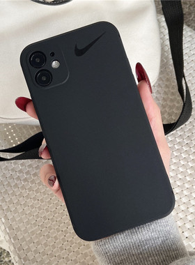方形黑色欧美适用于苹果13pro手机壳14nike8plus潮牌11男女xsmax/xr硅胶12全包15防摔16保护套xs散热超薄17软