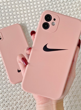 ins粉色适用于苹果13pro手机壳14nike8plus潮牌12女闺蜜xsmax11液态软15全包镜头16防摔xs保护套超薄散热17xr