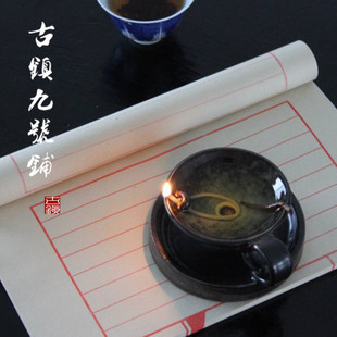 老式煤油灯复古陶瓷酥油灯仿古蜡烛台古代油灯盏茶道中式古典装饰