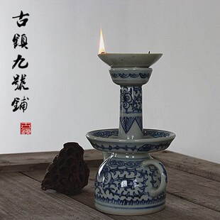 古代油灯仿古蜡烛台中式禅意装饰摆件油灯盏老式复古酥油灯煤油