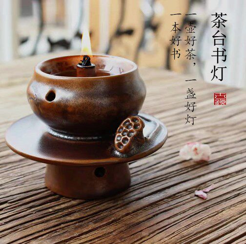 全手工陶瓷省油灯盏夹层注水 复古老式酥油灯煤油宋代 禅意茶道灯