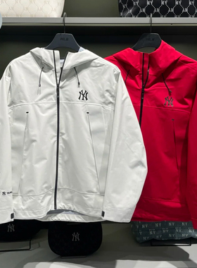 MLB专柜26新款NY男女情侣时尚简约防风防水连帽冲锋衣外套WJB01
