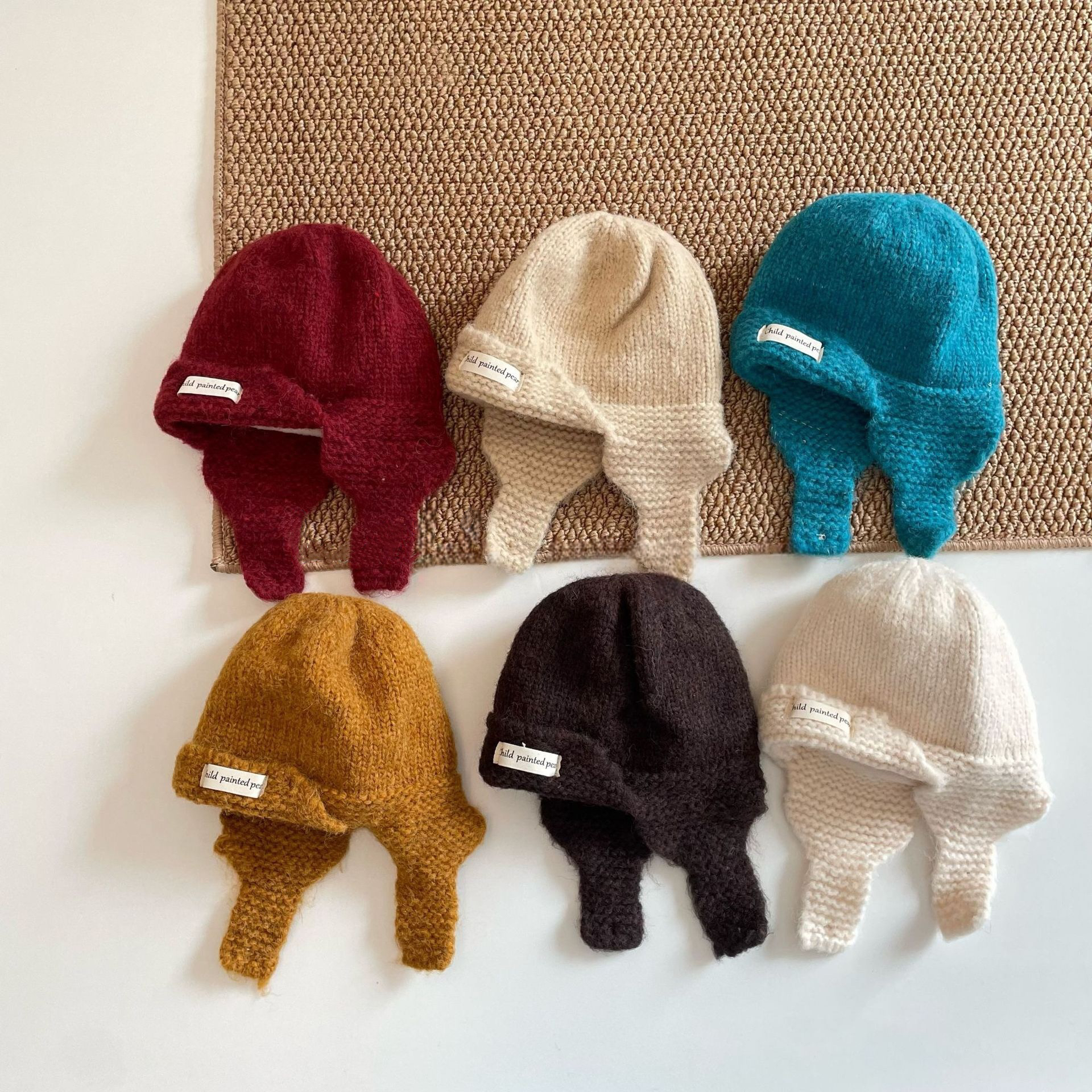 韩国儿童帽子秋冬女童毛线帽宝宝针织帽男童加绒保暖护耳帽雷锋帽