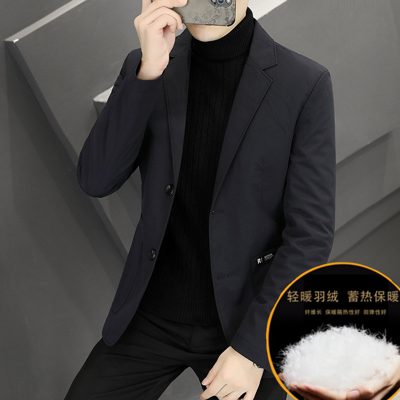 高端小西装外套男韩版修身秋冬季加厚潮流百搭男士商务休闲西服帅