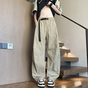 夏季薄款冰丝裤子男孩高中初中学生运动裤青少年大童弯刀休闲长裤