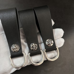 CH克罗伈泰银十字架芒星船锚皮质钥匙扣欧美朋克复古做旧包包配饰